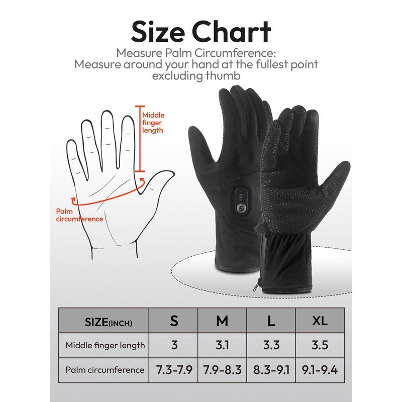 Heated Gloves for Men Women with 7.7V 2400mAh Rechargeable Battery
