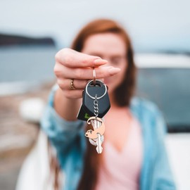 Jovivi Pair of Yin Yang Cat Puzzle Pendant Love Keyring Partner Friendship Gifts., Stainless Steel, Black/rose gold