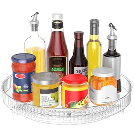 Drucilla Turntable Fridge Organiser, 24 cm Turntable Kitchen Organiser, 360° Rotating Plate Refrigerator, Rotating Spice Rack for Spices, Bottles