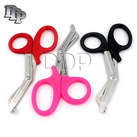 DDP NEW PREMIUM GRADE SET OF 3 PCS (PINK, RED, BLACK) PARAMEDIC UTILITY BANDAGE TRAUMA EMT EMS SHEARS SCISSORS 5.5 INCH STAINLESS STEEL