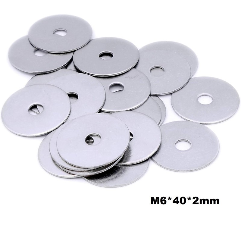10pcs M6 Washers M6x40mm Metal Flat Penny Washers Thickness 2mm-304