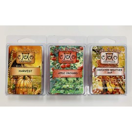 3 Pack Soy Blend Wickless Candles Autumn Wax Melts – Fall Harvest Pack - Sweater Weather, Harvest, and Apple Orchard!