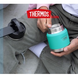 Thermos ICON Kids Thermal Food Container, 0.35 L, Turquoise, Seafoam, Stainless Steel, Completely Leak-Proof, Keeps Food Hot for 12 Hours & Cold for 16 Hours, with Folding Spoon, BPA-Free