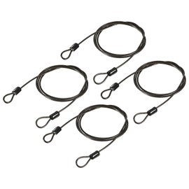 LUMLLSAJI Safety Cable Locks - 4 Pcs Security W Loop Locks Ropes with Double Loop for Baggage Locks - 2.5 mm x 1 m/3.28 ft - Black