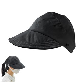 Ruayia Visor Cap Women's Portable Sweat Absorbable Sun Hat Visor Hat Sports Cap Visor for Tennis Running Golf Hiking, Visors-Black