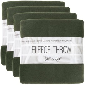 (24 Pack) Bulk Fleece Throw Blankets for Wedding Favors, Homeless Women, Men, Homes, Bed, Sofa, Couch, Office, Pet Blankets, Travel | Soft Warm Lightweight Throw Blankets in Bulk (Dark Green)