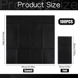 100 Pcs Black Linen-Feel Paper Napkins, Black Napkins Disposable with Built-in Flatware Pocket, Prefolded for Knives and Forks, Blacks Dinner Napkin for Evening Parties, Weddings, Birthday