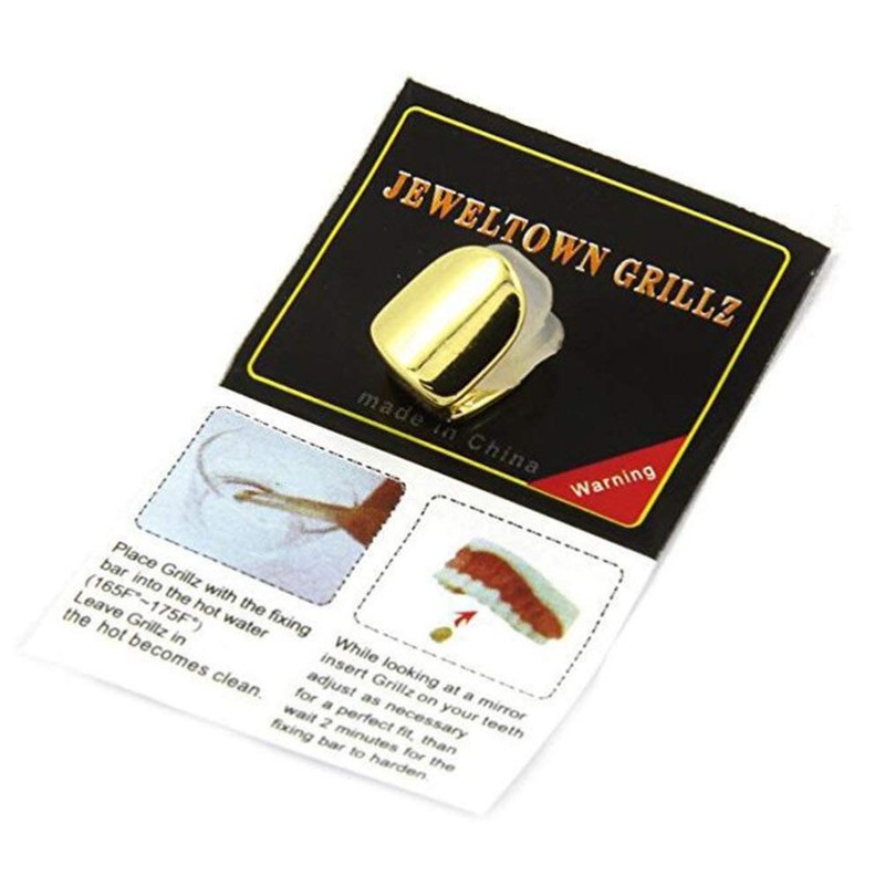 2Pcs Gold Plated Single Tooth Cap Hip Hop Teeth Plain