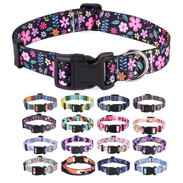 Mihqy Dog Collar with Bohemia Floral Tribal Geometric Patterns -