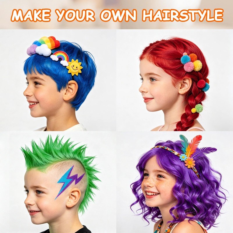 10PCS Temporary Hair Color Wax for Kids, Halloween Party, Washable