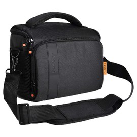 FOSOTO Waterproof Anti-Shock Camera Shoulder Bag Case Compatible for Canon EOS 4000D 2000D 77D 60D 80D 6D MarkII M50 M6, Nikon D3500 D3200 D5600 D7500, Sony Olympus with Raincover (Black)