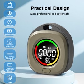 Carbon Monoxide Detectors Battery-Powered Detectors, 3-in-1 co Detector Alarm Temp/Humidity Sensor,Portable Carbon Monoxide Detectors for Travel, Battery Operated Carbon Monoxide Detector(Green)