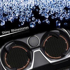 Gseigvee Vehicle Car Coasters 2 Pack,Universal Cup Holder Insert Coaster,Bling Crystal Rhinestone Car Interior Accessories for Women Girl Pink