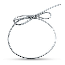 FQTANJU 100 Pcs Silver Stretch Loops with Pre-Tied Bows from Elastic Ribbon - 6 Inches Elastic Metallic String Gift Bows for Gifts Boxes,Tags, Craft & Easy Wrapping