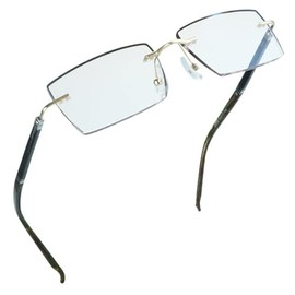 LifeArt Blue Light Blocking Glasses, Computer Reading Glasses, Anti Blue Rays, Reduce Eyestrain, Rimless Frame Tinted Lens with Diamond, Stylish for Men and Women (+4.00 Magnification)