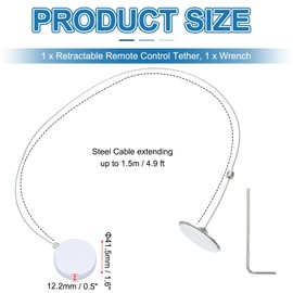 PATIKIL 1.5m / 4.9Ft Retractable Remote Control Tether, Security Remote Cable Lock Adjustable Cable Leash Length for TV Remote Control Gaming Controller, White (Iron Cap)