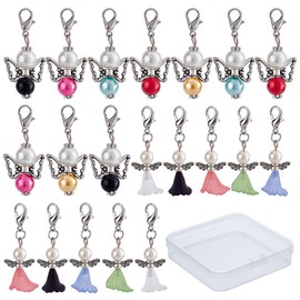 SUNNYCLUE 1 Box 40Pcs Stitch Markers Crochet Stitch Marker Party Favor Angel Charms Fairy Charm Clip On Removable Lobster Clasp Charm Locking Knitting Markers for Weaving Sewing Knit Quilting 0.25/pc
