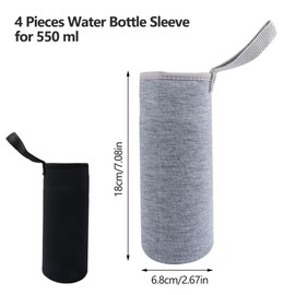 Pack of 4 550 ml Bottles Thermal Bag Bottles, Neoprene Bottle Protective Case, Thermal Case for Bottles for Outdoor Sports Camping Hiking Travel for Heat Retention, Black, Grey