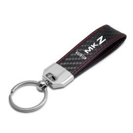 iPick Image Made for Lincoln MKZ Real Black Carbon Fiber Loop Strap Key Chain with Red Stitching