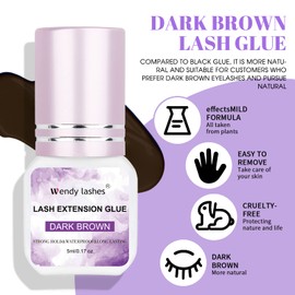 DIY Lash Cluster Glue Individual Eyelash Extension,Strong Hold DIY Waterproof Dark Brown Extension Glue,2-3 Sec Dry,（Dark Brown-5ML）