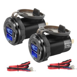 Anina 2PCS Club Car Charger 12V 24V 36V 48V 60V 30W PD QC 3.0 Dual Port Type C Charger Fast Charging High Voltage USB Outlet for Club Car Boat Marine Bus Truck Golf RV Motorcycle