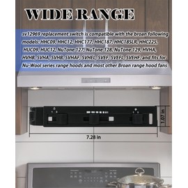 Range Hood Switch Replacement Kit Fits for Broan,Nu-Wool/Nutone 127,128,129,HHC09 Series,Replace Part # SV12969