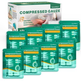 8-Pack Sterile Compressed Gauze | Z-Folded Wound Gauze for Bleed Stop | 4.5" x 4.1 Yards | 6-Ply | First Aid Kit | Medical Trauma Kit | IFAK Supplies Refill