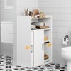 Adjustable Storage Cabinet with Sliding Doors, Multi-Functional Organizer with 2-Tier