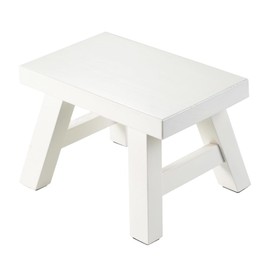 XDSTOOL Small Stool Wooden Step Stool Footstool Solid Wood 8 inch for Kids Adults Plant Stand Fishing Stool (White)