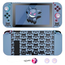 DLseego Protective Case Compatible with Switch Model,Soft Touch Slim Cover Shell with 2PCS Thumb Grip Caps and Elf Balls Charm,Shock Absorption and Anti-scratch,Grey Ghost