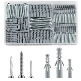 Set of 230 Screws and Dowels (115 x Impact Dowels, 115 x Plasterboard Screws), Masonry Bricks, Concrete Wall, Self-Drilling Screws and Plasterboard Anchors, Anchor Bolts, M3.5/M4/M5/M6/M8