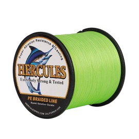 HERCULES Super Cast 300M 328 Yards Braided Fishing Line 80 LB Test for Saltwater Freshwater PE Braid Fish Lines Superline 8 Strands - Flourescent Green, 80LB (36.3KG), 0.48MM