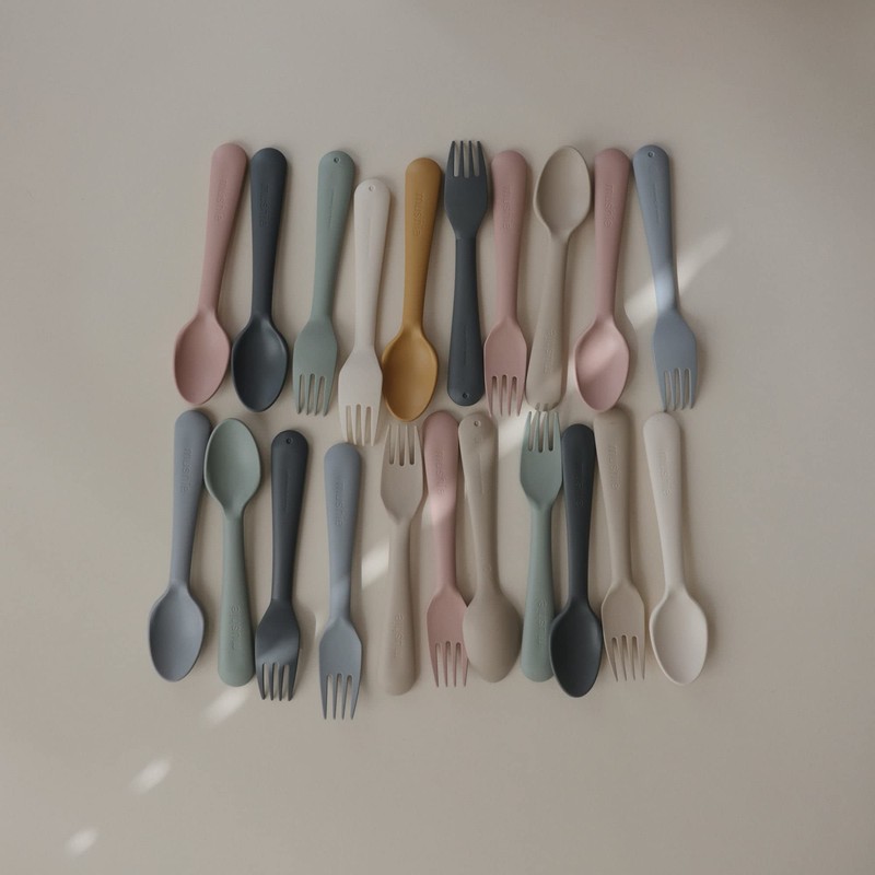 mushie Flatware Fork and Spoon Set for Kids | Made