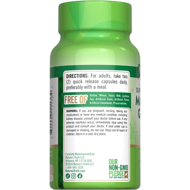 Nature's Truth Magnesium Glycinate Capsules | 200mg | 60 Count