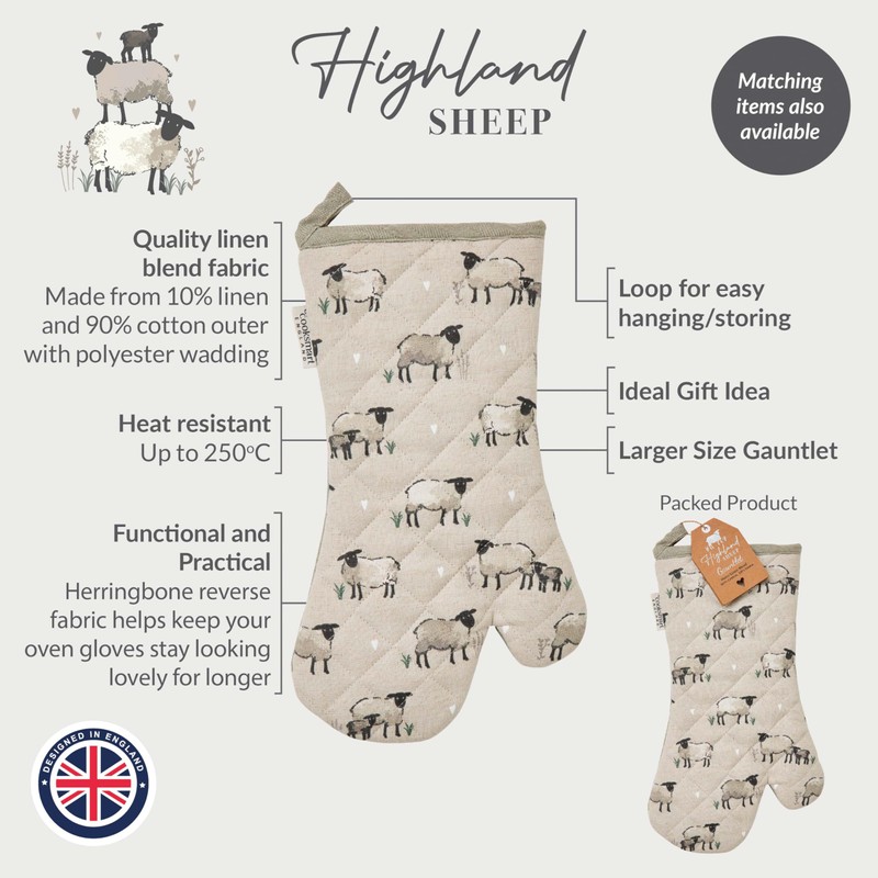 Cooksmart British Designed Oven Gloves | Modern Design Gauntlet Oven