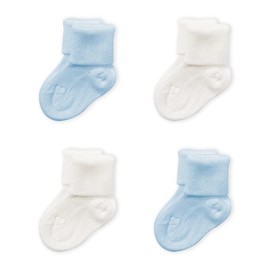 Prisco Calzini Neonato 0-3 Mesi in Cotone Filo di Scozia, Calze Neonatali Maschio o Femmina, Regalo Nascita Bimbo Bimba, 4 Paia (MASCHIO)