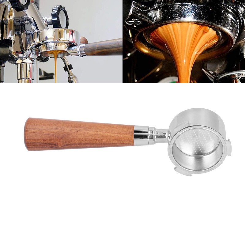 Coffee Bottomless Portafilter Handheld Stainless Steel Bottomless Filter for HouseholdRosewood