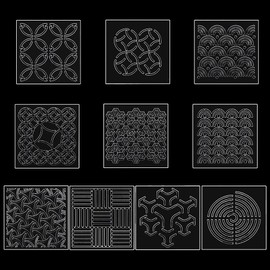 FREEBLOSS 10Pcs Acrylic Sashiko Stencils Acrylic Drawing Line Template for Hand Quilting Sashiko Patterns Templates Embroidery Stencils for Hand Sewing Lovers 4.7 * 4.7inch