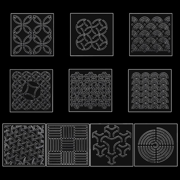 FREEBLOSS 10Pcs Acrylic Sashiko Stencils Acrylic Drawing Line Template for