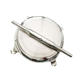 Stainless Steel Circular Board and Belan Rolling Pin for Kitchen Set of 2, Chapati Roti Roller and Rolling Pin Size No.2 - Silver