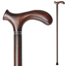 YIVIYAR Wooden Walking Cane for Men & Women & Seniors, Supportive Mobility Aid Wood Walking Cane, Handmade Classic Design with Comfort Grip Handle, Balance Support Wood Stick for Elderly (35 Inch)