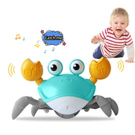 FEELGUY FEELGUY Crawling Crab Baby Toy Fantastic Creatures Toys Infant Sensory Tummy time Toys 3 4 5 6 7 8 9 10 11 12 Babies boy Girl Learning Crawl 3-6 6-12 Walking Toddler Gifts for 36 Months Old (Green)