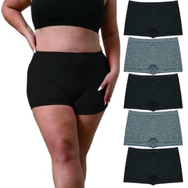 LALESTE Plus Size Boyshort Underwear for Women Soft Stretch Boxer Briefs Full Coverage Women's Boy Shorts Panties 5 Pack