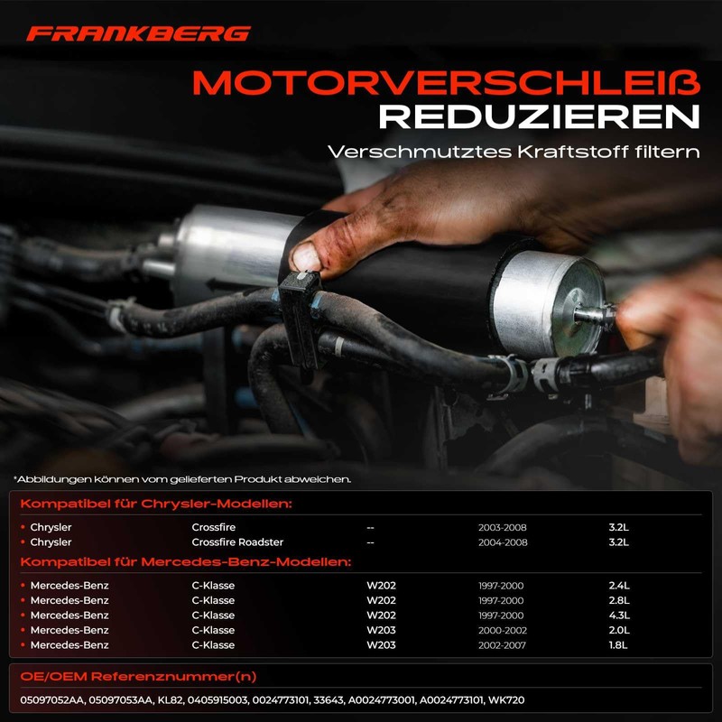 Frankberg Fuel Filter Petrol Filter Compatible with C-Class W202 W203