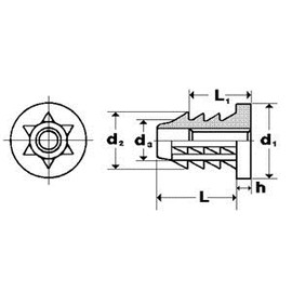 Threaded Insert Nut, 1/4-20 x 13mm Knock-in Style with Flange (100)