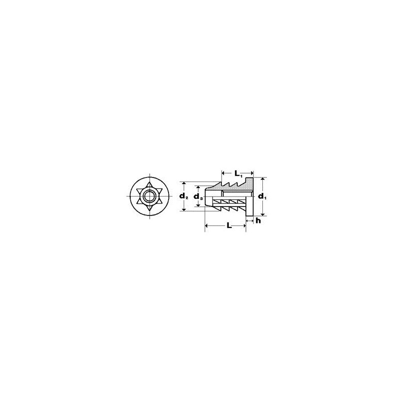 Threaded Insert Nut, 1/4-20 x 13mm Knock-in Style with Flange