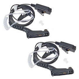 HYSHIKRA Acoustic Tube Headphones with Microphone Compatible with Motorola DP3400, DP4400, DP4800, DGP4150, XiR-P8200, Xpr-6300, Bi-Directional Radio with Multiple Ports (2 Pack)