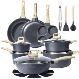 GiPP 22 Piece Ceramic Pots and Pans Set Non Stick - Nonstick Cookware Set, Non-toxic Healthy Kitchen Cooking Set w/Frying Pans Set, Dishwasher Safe, PFAS PTFE PFOA PFOS Free