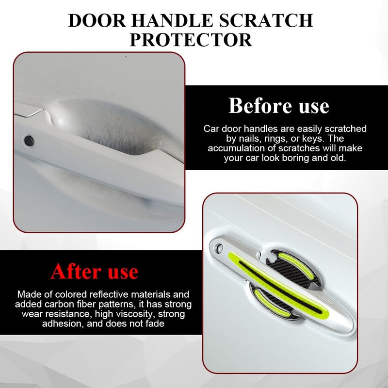 QZTYTY 8PCS Car Door Handle Protector Reflective Stickers, Universal 3D