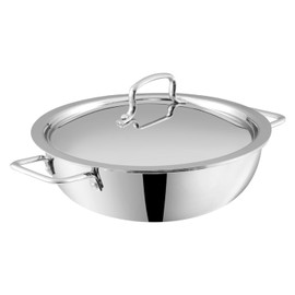 Vinod Platinum Triply Stainless Steel Kadai | Suitable For Indian Cooking, Sauces, Stews, Soups | Extra Deep, 32cm | Induction, Electric Friendly